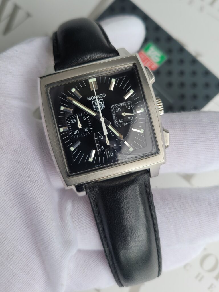 Tag Heuer Monaco Chronograph, Stainless Steel On Tag Heuer Black ...