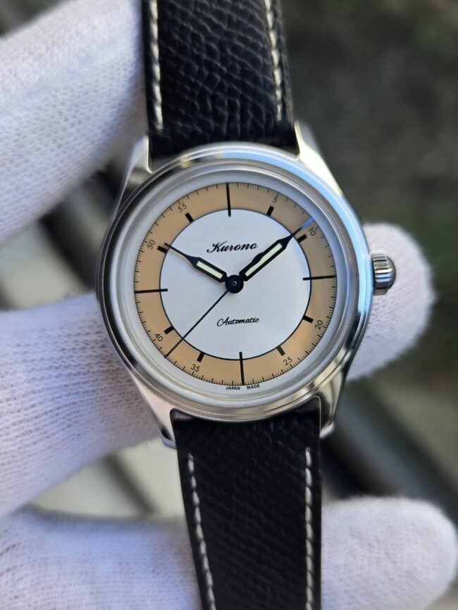 Kurono Tokyo No.4 Persimmon Dial, 34mm Stainless Steel, Limited Edition of 150 Pieces, Year 2023, Near Mint Condition, Full Set with Box & Papers, Unworn Strap