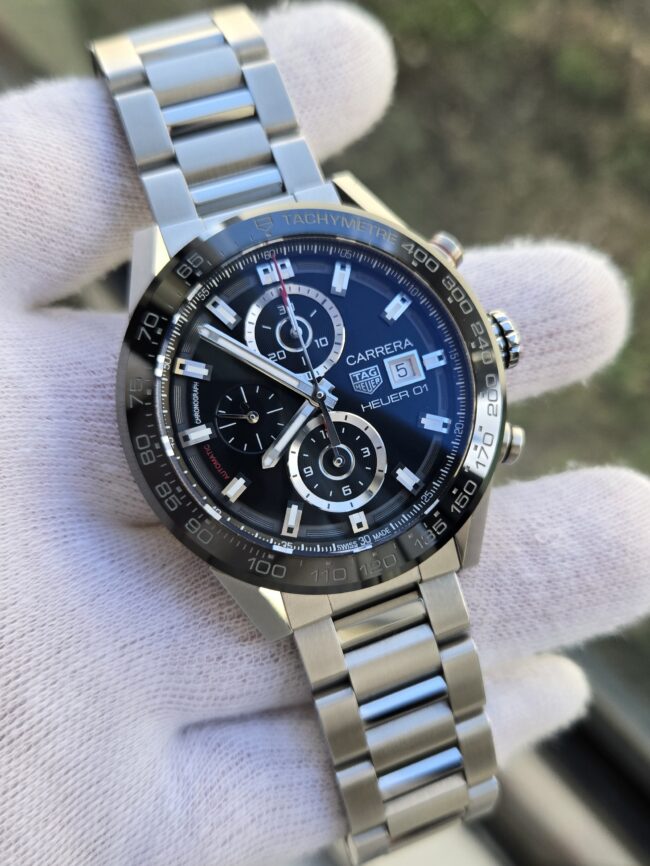 TAG Heuer Carrera Chronograph Stainless Steel, Reference CAR201Z.BA0714, Year 2019, Calibre Heuer 01, Full Set with Box & Papers.