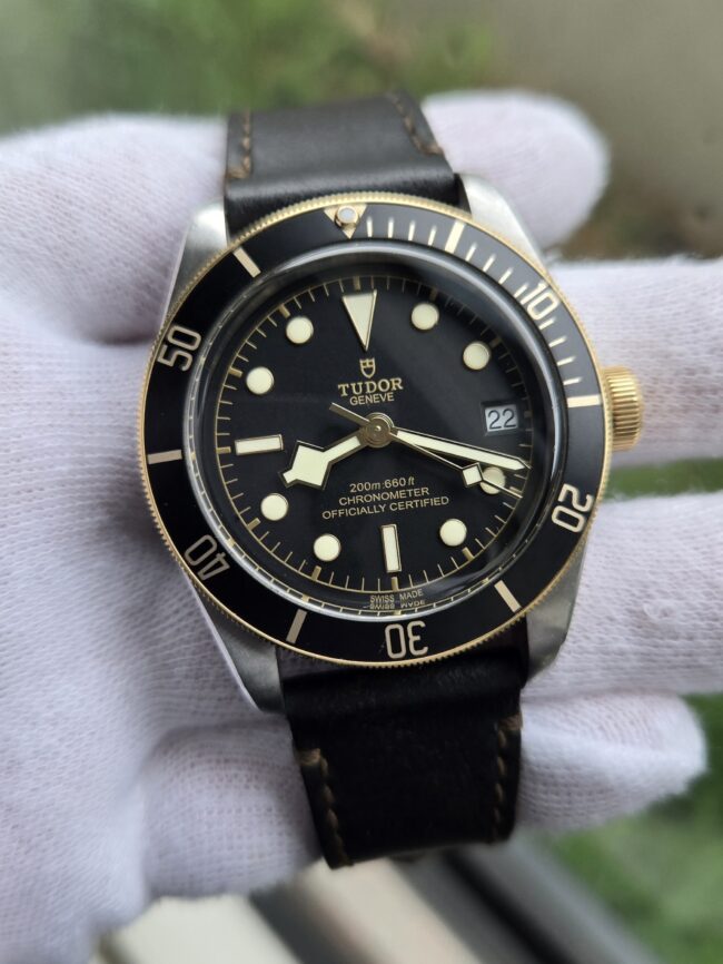 Tudor Black Bay Heritage Steel & Gold, Black Dial, Reference 79733N, Year 2019, Excellent Condition, Full Set with Box & Papers