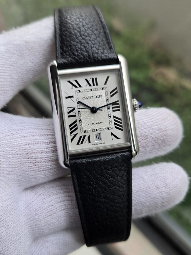 Cartier Tank Must XL Automatic, Reference WSTA0040, Year 2022 Local Stock, Excellent Condition, Full Set with Box, Booklets & Warranty Card. Balance of the Cartier 8 Year Factory Warranty